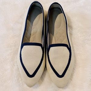 Birdies Blackbird Knit Cream and Navy Flats